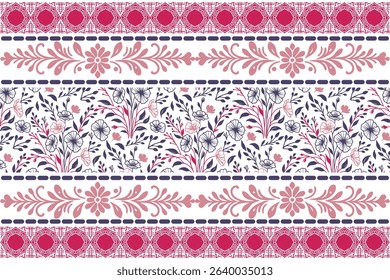 Seamless single line botanical layout. Minimal floral sketch design perfect for bedding, fabric and wrapping paper.

