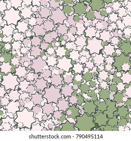 Seamless six-color camouflage of seven-rayed stars. Texture for clothes and backgrounds.