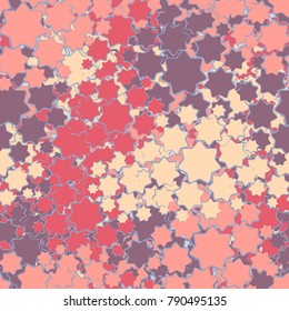 Seamless six-color camouflage of seven-rayed stars. Texture for clothes and backgrounds.