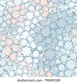 Seamless six-color camouflage of seven-rayed stars. Texture for clothes and backgrounds.