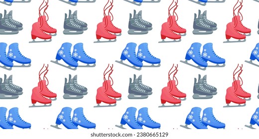 Seamless skate pattern. Winter sport. Vector