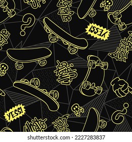 seamless skateboard and graffiti vector design