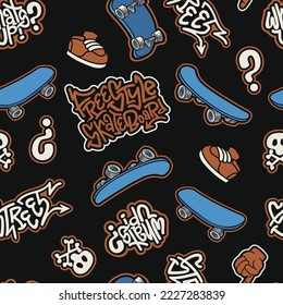 seamless skateboard and graffiti vector design
