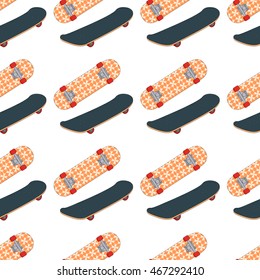 Seamless with skateboards, vector illustration