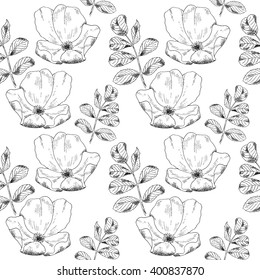Seamless sketch briar template background. Vector illustration for your design