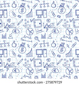 Seamless sketch of business doddle elements on notebook