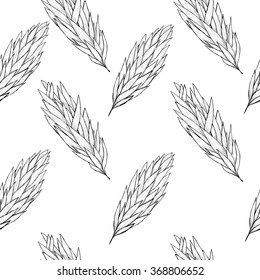 Seamless sketch ear of wheat by hand background