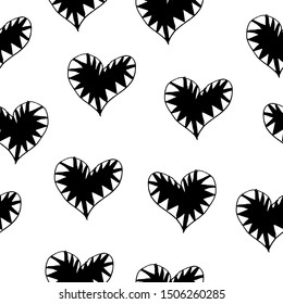 Seamless  sketch heart on a white background