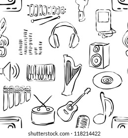 seamless sketch music pattern