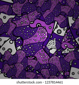 Seamless Sketch nice background. Abstract pattern for wrapping paper Vector illustration. Doodles white, violet and black on colors.