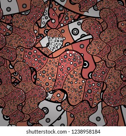 Seamless Sketch nice background. Abstract pattern for wrapping paper Vector illustration. Doodles orange, pink and black on colors.