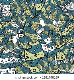Seamless Sketch nice background. Abstract pattern for wrapping paper Vector illustration. Doodles neutral, black and blue on colors.