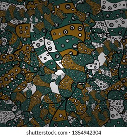 Seamless Sketch nice background. Abstract pattern for wrapping paper Vector illustration. Doodles black, blue and brown on colors.