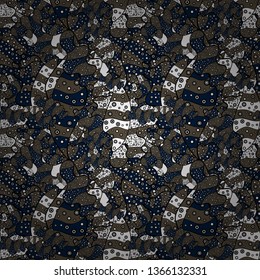 Seamless Sketch nice background. Abstract pattern for wrapping paper Vector illustration. Doodles blue, brown and black on colors.