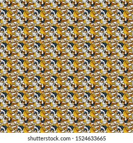 Seamless Sketch nice background. Abstract pattern for wrapping paper Vector illustration. Doodles black, white and yellow on colors.