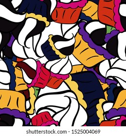 Seamless Sketch nice background. Abstract pattern for wrapping paper Vector illustration. Doodles yellow, black and white on colors.