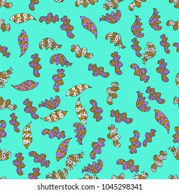 Seamless Sketch nice background. Doodles blue, yellow and black on colors. Abstract pattern for wrapping paper Vector illustration.