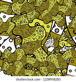 Seamless Sketch nice background. Doodles black, green and yellow on colors. Abstract pattern for wrapping paper Vector illustration.