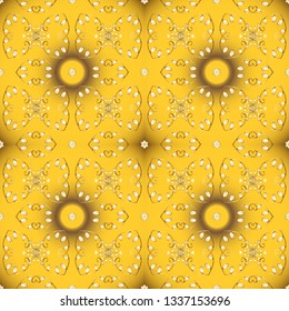 Seamless Sketch nice background. Doodles yellow and brown on colors. Abstract pattern for wrapping paper Vector illustration.