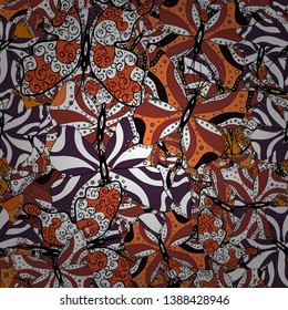 Seamless Sketch nice background. Doodles brown, black and white on colors. Abstract pattern for wrapping paper Vector illustration.
