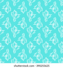 Seamless sketch seashell template background. Vector illustration for your design