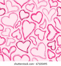 Seamless Sketched Heart Background - Vector version