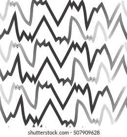 Seamless sketched vector pattern with monochrome zigzag lines for you design. Endless texture can be used for wallpaper, pattern fills, web page background,surface textures. 