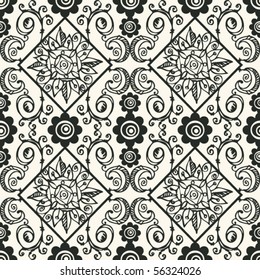 seamless sketchy background, vector abstract floral