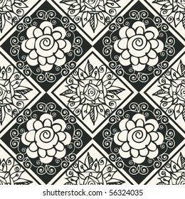 seamless sketchy background, vector abstract floral