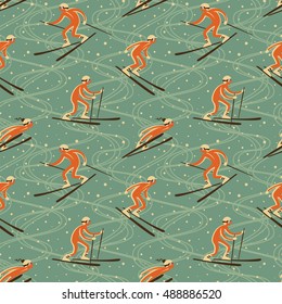 Seamless ski pattern.