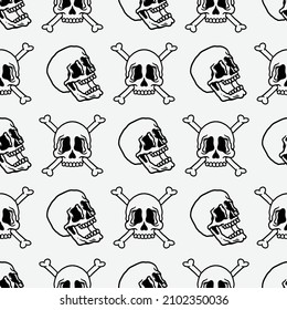 seamless skull and bone on white background