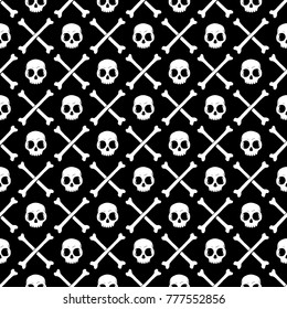 Seamless skull and bones halloween vector pattern