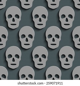 Seamless Skull Pattern. Abstract Gray Background. Vector Regular Texture