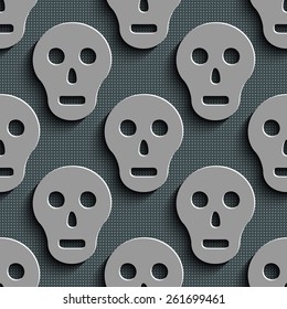 Seamless Skull Pattern. Abstract Gray Background. Vector Regular Texture