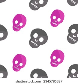 Seamless skull pattern in trendy pink and gray