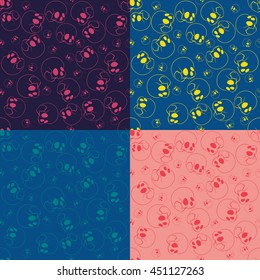 Seamless skull patterns set