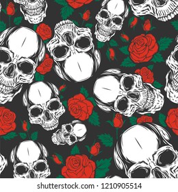 Seamless skull pattern.Vector illustration.
