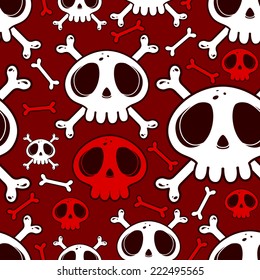 Seamless skulls and crossbones pattern