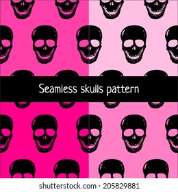 Seamless with skulls. Vector version.
