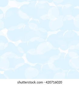 Seamless sky background with stylish light blue round clouds