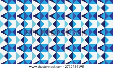 Seamless sky blue and navy geometric prism pattern. Abstract vector background with dynamic overlapping triangle motifs