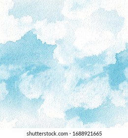 Seamless sky pattern, blue splash, watercolor texture, traced, vector eps 10