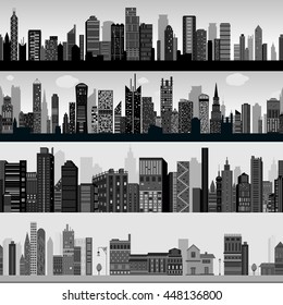 Seamless skyscraper building pattern background in vector