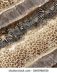 Seamless slanting leopard, zebra, snake, skin  pattern, animal print.