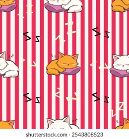 seamless sleeping cat pattern vector illustration
