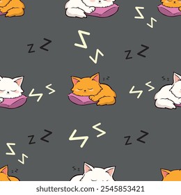 seamless sleeping cat pattern vector illustration