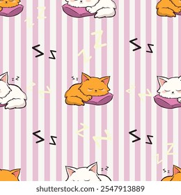 seamless sleeping cat pattern vector illustration