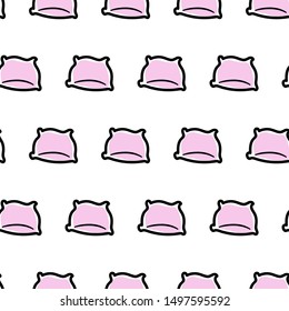 Seamless sleeping pattern of doodle pink pillow for relaxing nap or insomnia concepts or prints on a textile and wrapping paper or cute girlish backgrounds.