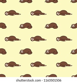 seamless sleeping sloth vector pattern background