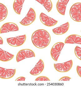 Seamless sliced  grapefruit pattern background 
